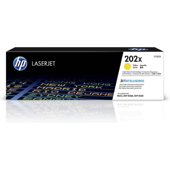 Picture of HP CF502X (HP 202X) High Yield Yellow Toner Cartridge (2500 Yield)